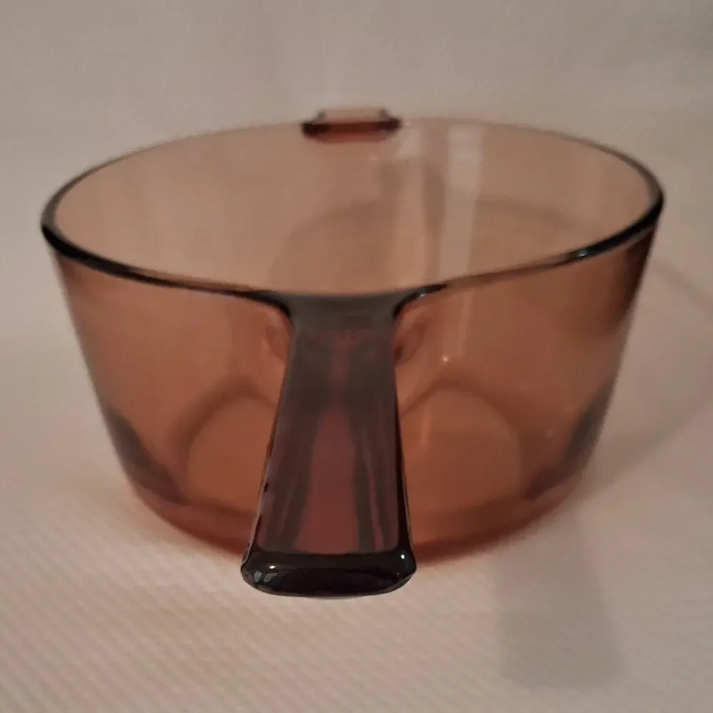 Corning Vision Ware 2.5L Amber Glass Pot Sauce Pan & Lid USA VERY CLEAN